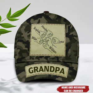 Grandpa Papa Daddy Veteran Fist Bump Fathers Day Family Personalized Cap