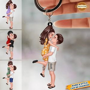 Doll Couple Kissing Hugging  Personalized Keychain