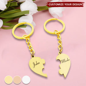 Friendship Puzzle Hearts - Personalized Heart Puzzle Name Keychain