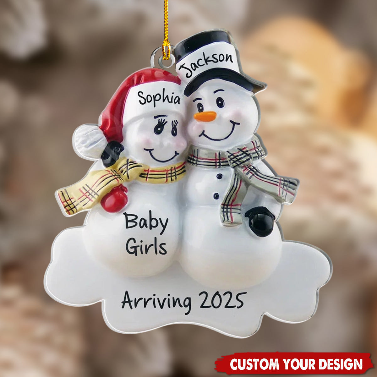 Snowman Personalized Ornament - Christmas Gift For Family Members, Pregnancy