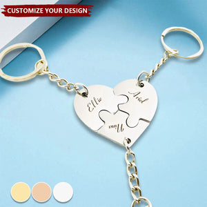 Friendship Puzzle Hearts - Personalized Heart Puzzle Name Keychain