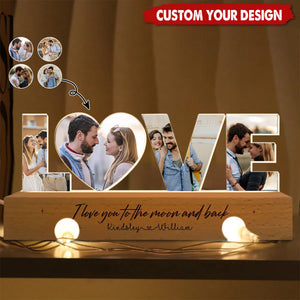 Personalized Couple Photo LED Night Light - Custom Wedding Photo Gift