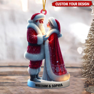 Custom Santa Couple Christmas Ornament - Personalized Romantic Holiday Decor