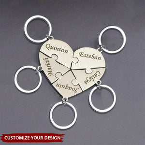 Friendship Puzzle Hearts - Personalized Heart Puzzle Name Keychain