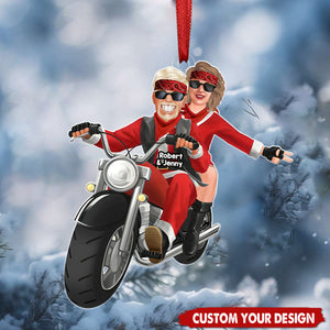 Personalized Gift For Couple Christmas Ornament Motorbike Couple