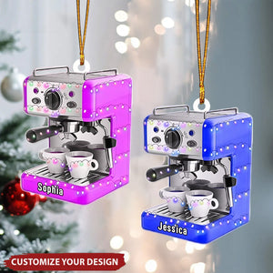 Personalized Coffee Machine Ornament - Christmas Cafe Ornament