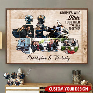 Personalized Motorcycle Couple Poster - Custom Biker Couple Photo Collages