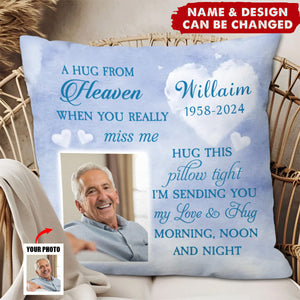 Personalized Memorial A Hug From Heaven Pillow - Gifts For Family