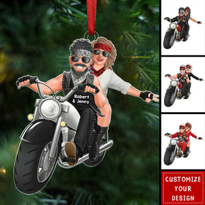 Personalized Gift For Couple Christmas Ornament Motorbike Couple