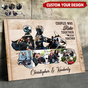 Personalized Motorcycle Couple Poster - Custom Biker Couple Photo Collages