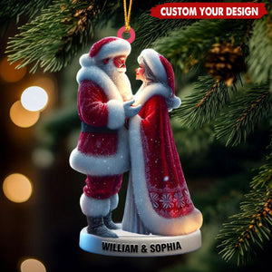 Custom Santa Couple Christmas Ornament - Personalized Romantic Holiday Decor