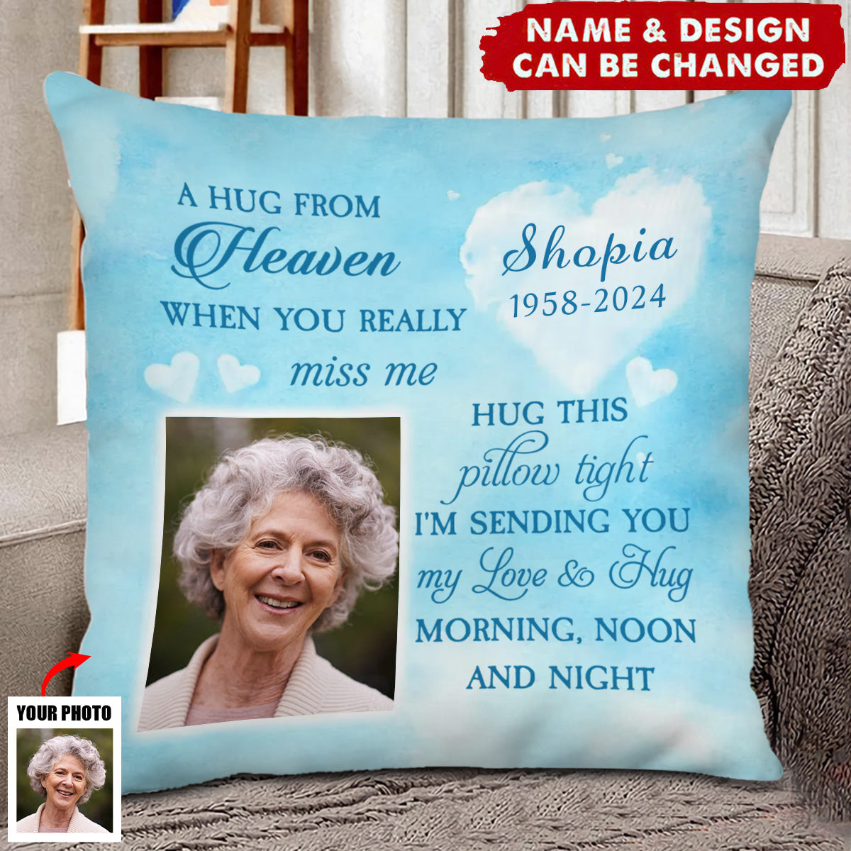 Personalized Memorial A Hug From Heaven Pillow - Gifts For Family