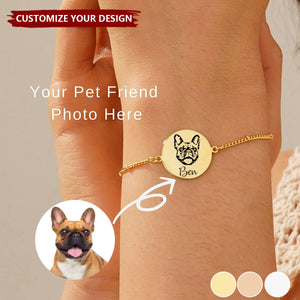 Pet Portrait Bracelet For Dog Mom - Memorial Dog Photo Bracelet