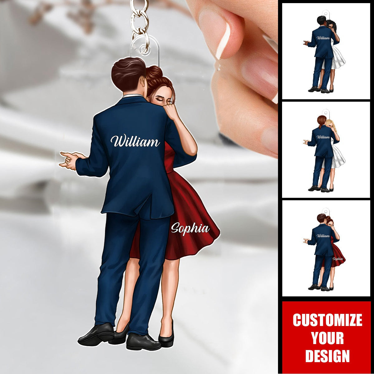 Couple Dancing In Moonlight Couple Anniversary Gift Personalized Keychain