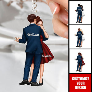 Couple Dancing In Moonlight Couple Anniversary Gift Personalized Keychain