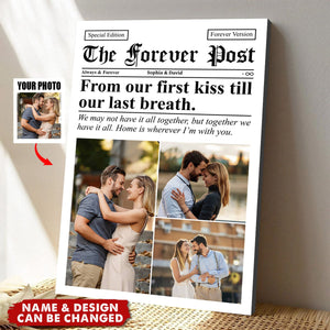 Couple Newspaper Anniversary Gift Photo Collage Personalized Poster