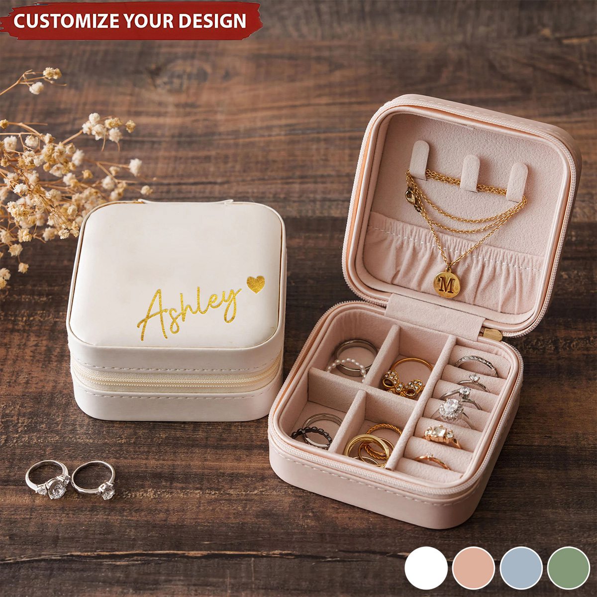 Custom Bridesmaid Name Jewelry Box - Personalized Jewelry Box