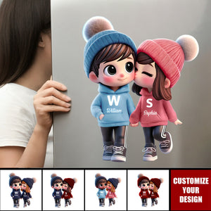 Cute Cartoon Couple Walking Personalized Decal