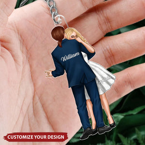 Couple Dancing In Moonlight Couple Anniversary Gift Personalized Keychain