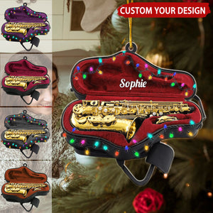 Saxophone Personalized Christmas Ornament, Gift For Saxophonist