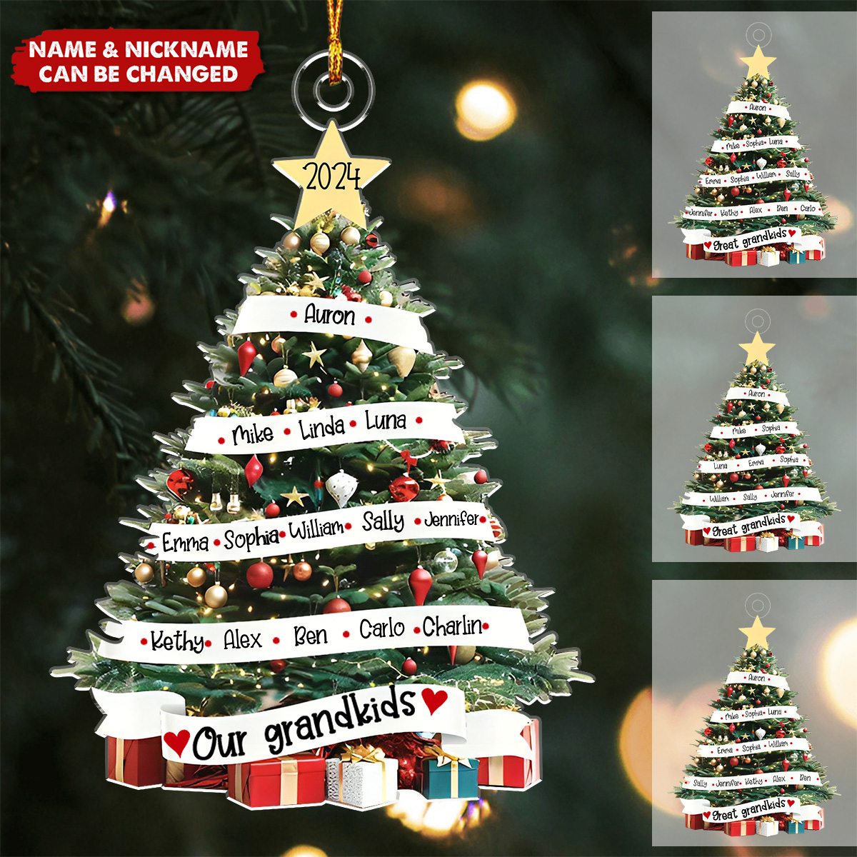 Our Grandkids Names On The Christmas Tree - Personalized Acrylic Ornament