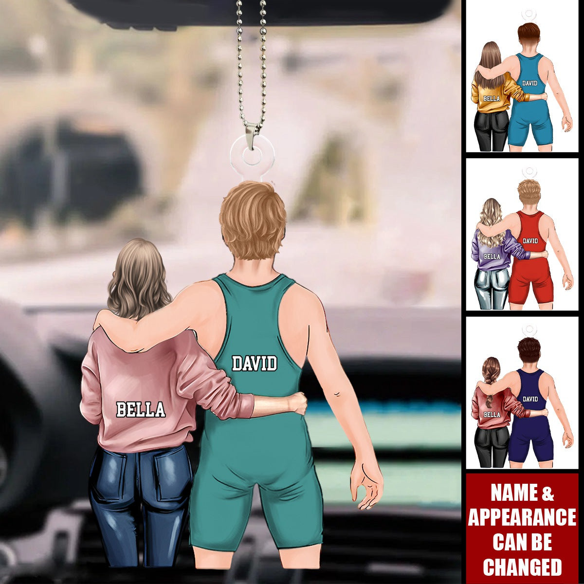 Personalized Car Ornament, Gift For Couple, Wrestling Mom, Boyfriend, Son, Brother, Grandson, Gift For Wrestling Lovers