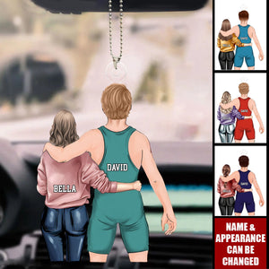 Personalized Car Ornament, Gift For Couple, Wrestling Mom, Boyfriend, Son, Brother, Grandson, Gift For Wrestling Lovers