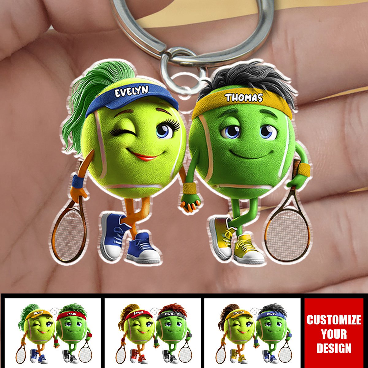 Tennis Couple - Personalized Acrylic Keychain