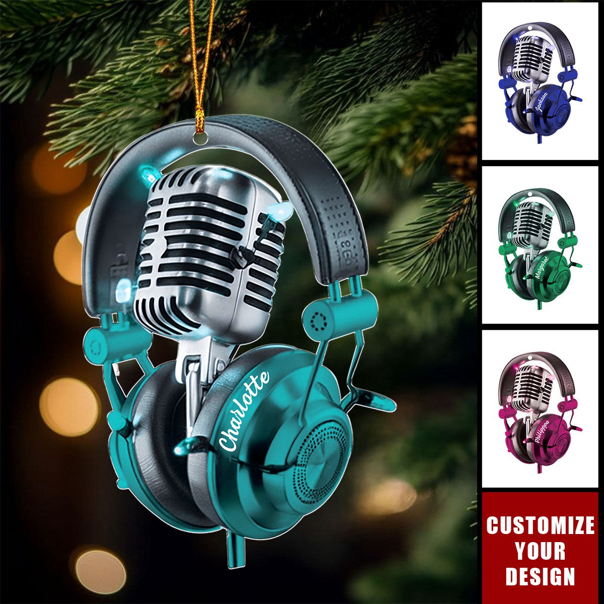 Microphone Radio - Personalized Acrylic Christmas Ornament, Gift For Music Lovers