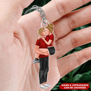 Couple Kissing Passionate - Personalized Keychain