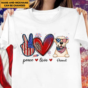 Peace Love Dogs USA Flag Pattern, 4th Of July Personalized Shirt, Gift For Dog Mom, Dog Dad, Dog Lovers