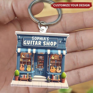 Guitar Shop - Personalized Acrylic Keychain, Gift For Guitar Player