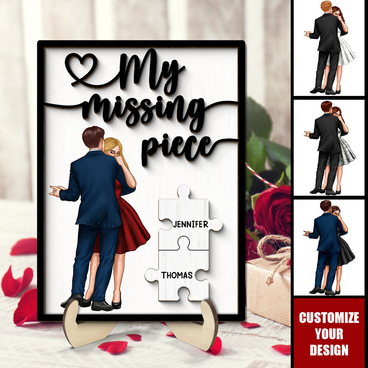 My Missing Piece Dancing Couple - Personalized 2-Layered Wooden Plaque, Valentine's Day Gift For Couple