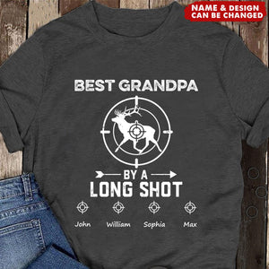 Best Grandpa By A Long Shot Hunting Gift - Personalized Custom T-Shirt