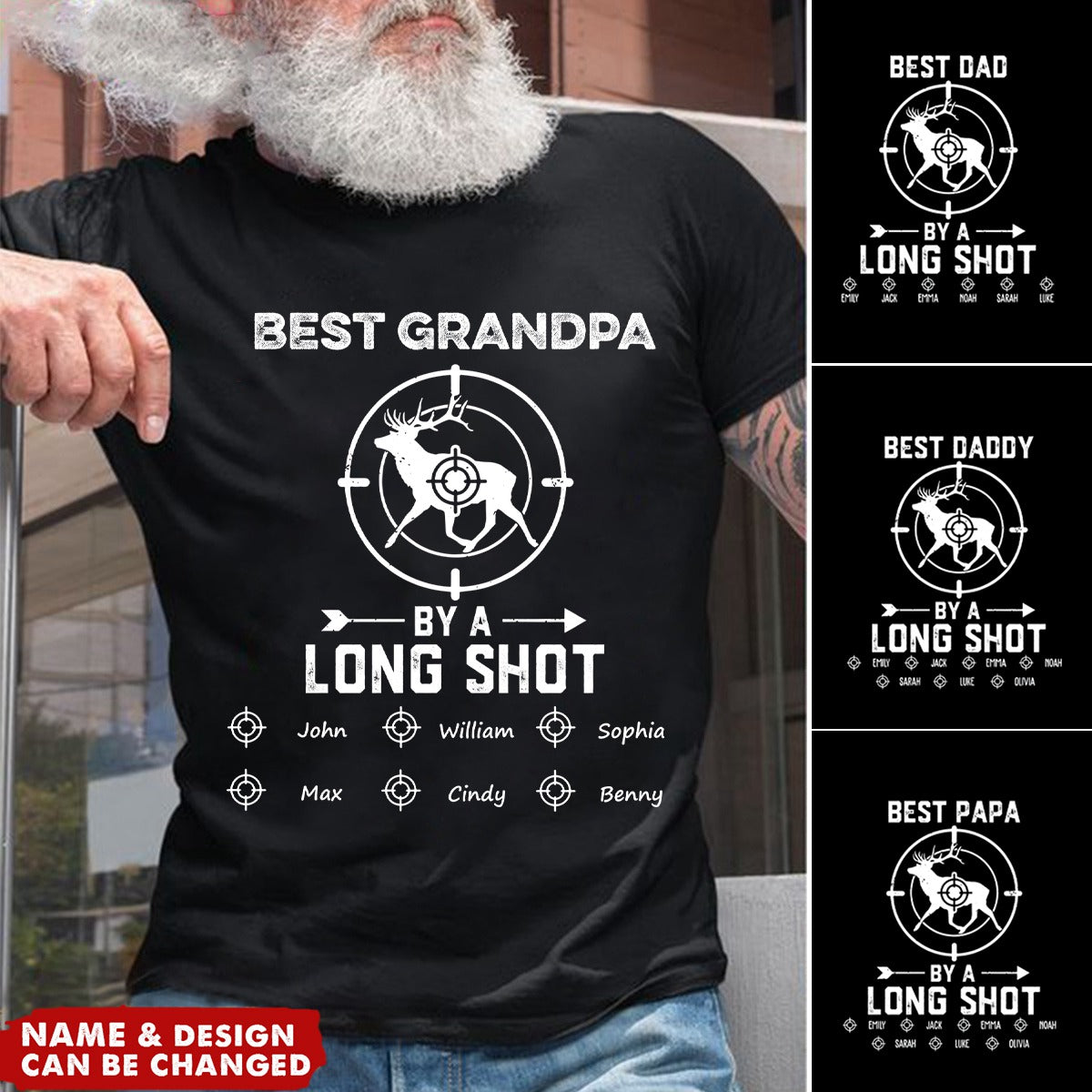 Best Grandpa By A Long Shot Hunting Gift - Personalized Custom T-Shirt