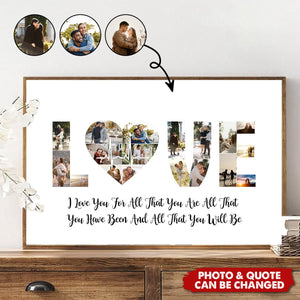 Custom Love Photo Collage Canvas Print Poster - Wedding Anniversary Gifts For New Couple, Husband, Boyfriend