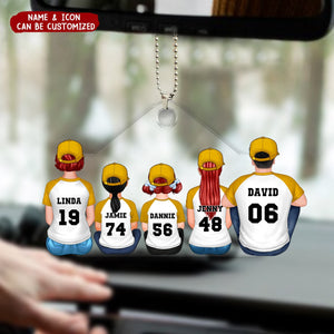 Baseball Family Sitting Back View Personalized Acrylic Ornament