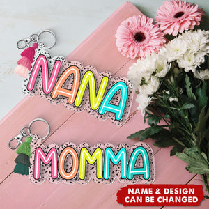 Grandma Mom Colorful Pattern Personalized 2-Layer Acrylic Keychain