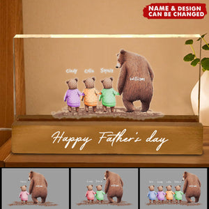 Daddy Bear - Happy Father's Day - Personalized Acrylic Block LED Night Light