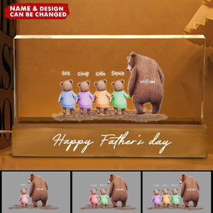 Daddy Bear - Happy Father's Day - Personalized Acrylic Block LED Night Light