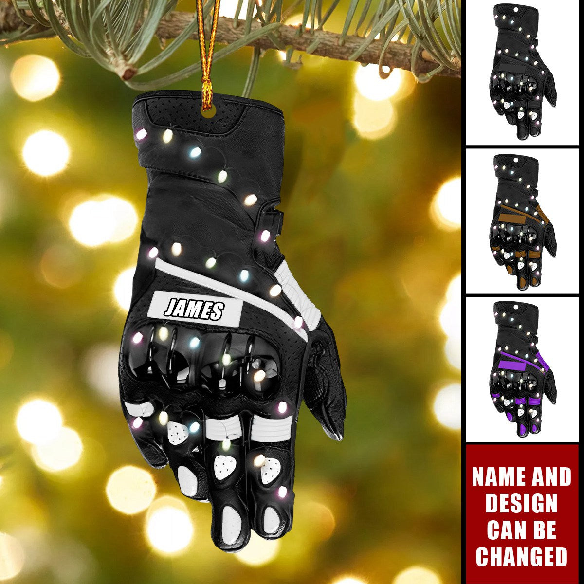 Personalized Dirt Bike Gloves Christmas Light Ornament, Dirt Bike Christmas Ornament, Gift for Dirt Biker Lovers