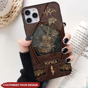 Personalized Guitar Leather Pattern Phone Case - Unique Guitar Phone Case