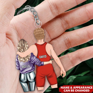 Personalized Keychain, Gift For Couple, Wrestling Mom, Boyfriend, Son, Brother, Grandson, Gift For Wrestling Lovers