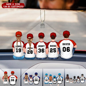 Baseball Family Sitting Back View Personalized Acrylic Ornament