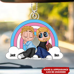 Y2K Couple LGBT Rainbow Personalized Acrylic Car Ornament