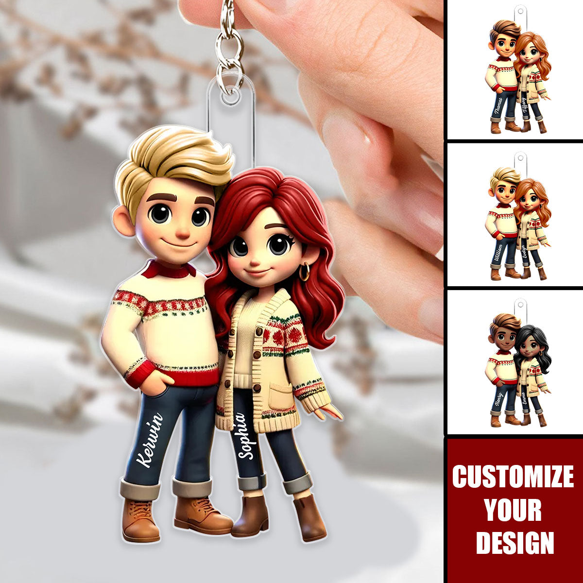 Pretty Couple - Personalized Acrylic Keychain, Gift For Couple