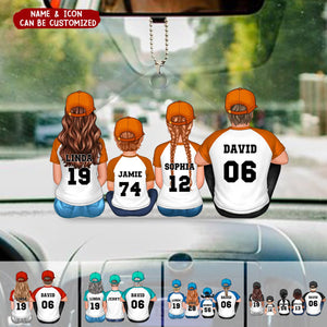 Baseball Family Sitting Back View Personalized Acrylic Ornament