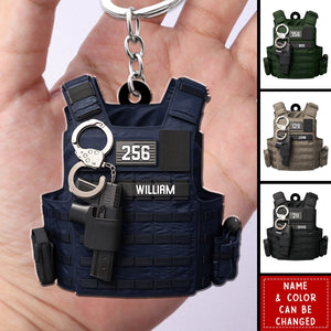 Personalized Police Bulletproof Vest Acrylic Keychain