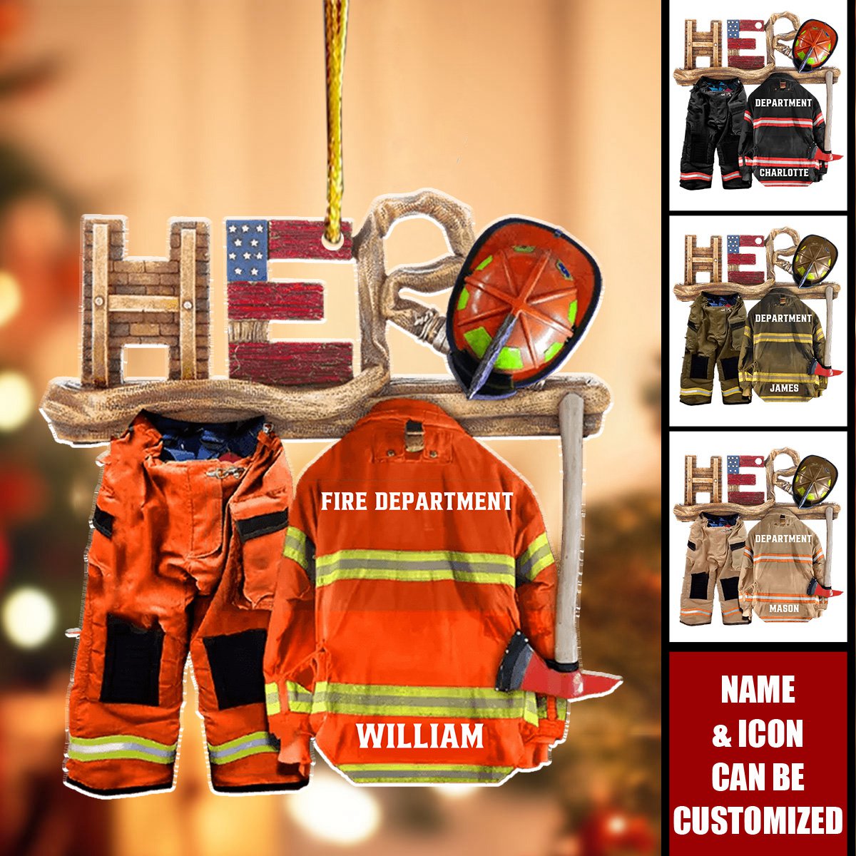 Armor Firefighter Is My Hero - Personalized Acrylic Christmas Ornament