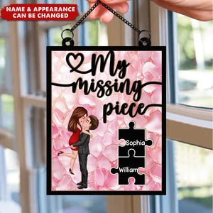 My Missing Piece Occupation Couple - Personalized Window Suncatcher Ornament, Valentine's Day Gift For Couple